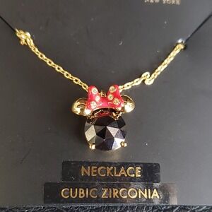 Disney X Kate Spade New York Minnie Mouse Pendant Necklace Black New Tag NWT